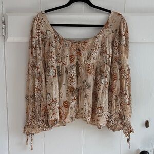 Boho Off-The-Shoulder Floral Blouse NWT